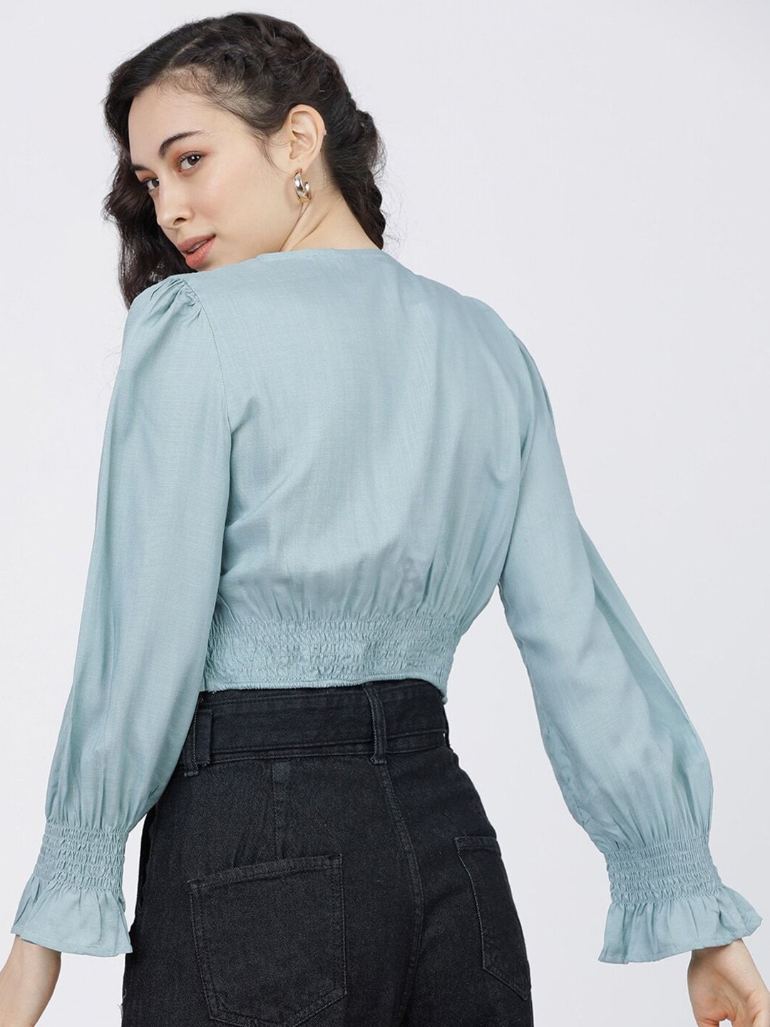 Tokyo Talkies Blue Regular Crop Top