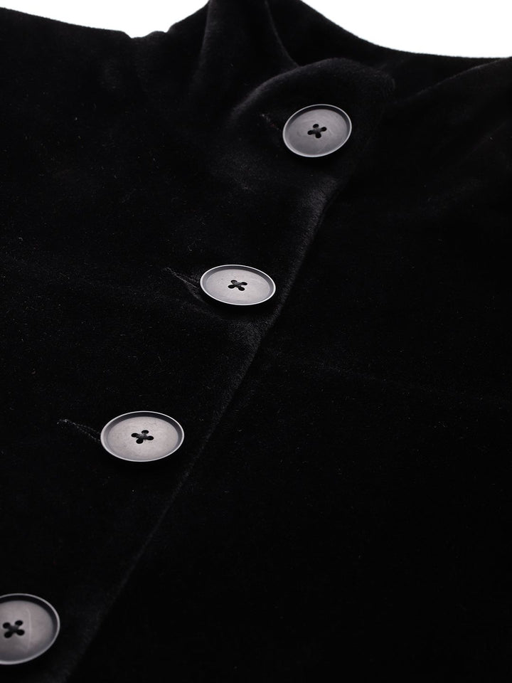Semua Mengenai Anda Velvet Finish Stand Collar Longline Overcoat