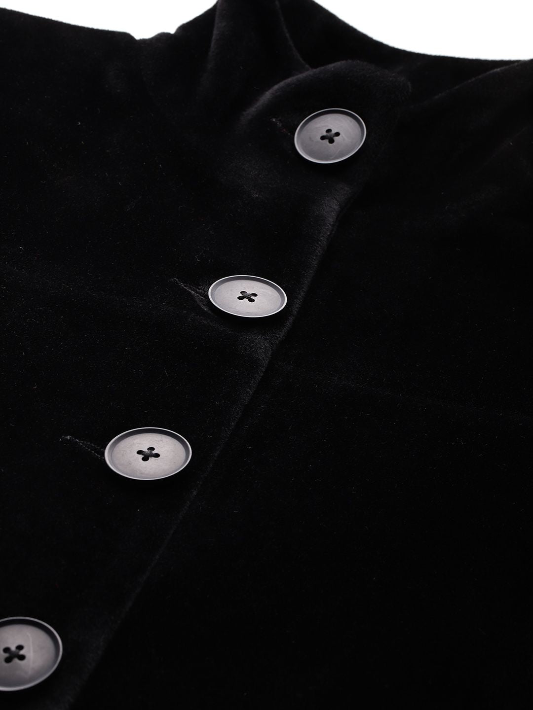Semua Mengenai Anda Velvet Finish Stand Collar Longline Overcoat