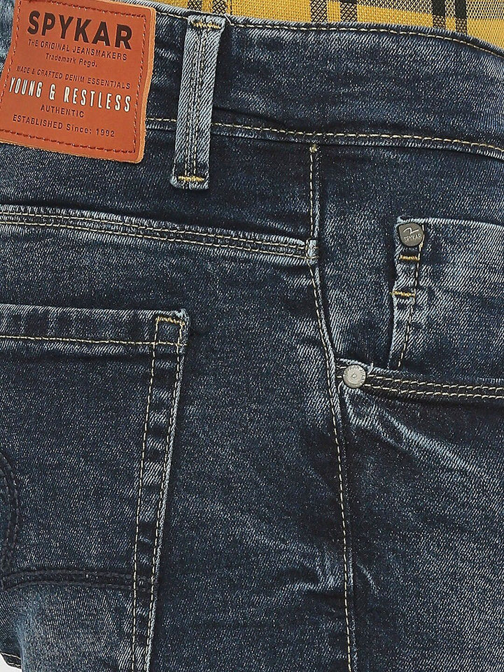 SPYKAR Men Slim Fit Low-Rise Heavy Fade Clean Look Stretchable Jeans
