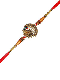Set Hadiah Rakhi Berwarna Emas &amp; Merah eCraftIndia