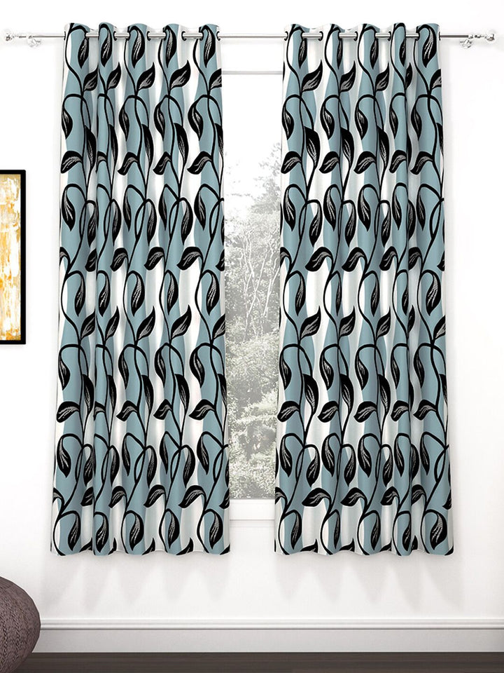 Story@home Nature White & Grey 2 Pieces Ethnic Motifs Printed Window Curtains