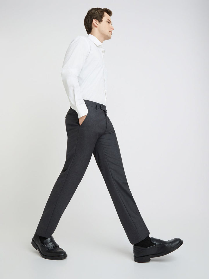 Raymond Men Charcoal Grey Slim Fit Formal Trousers
