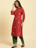 W Festive Solid Rayon Straight Kurta