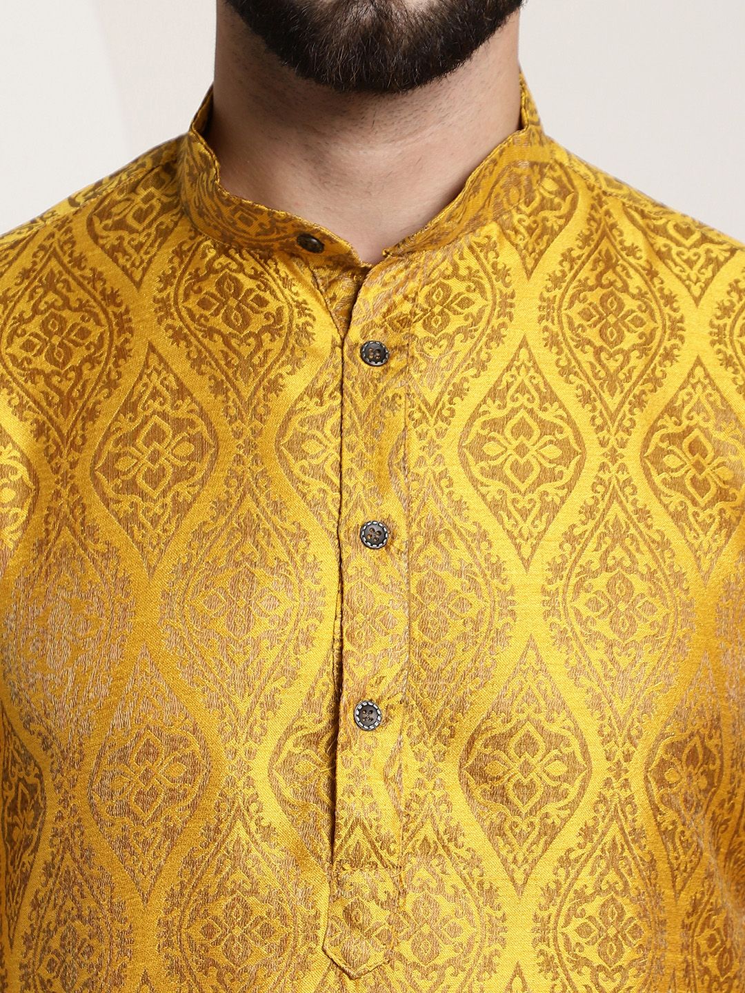SOJANYA Lelaki Tenunan Design Jacquard Straight Kurta