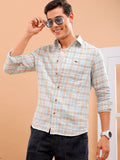 The Indian Garage Co Slim Fit Checked Spread Collar Pure Cotton Casual Shirt