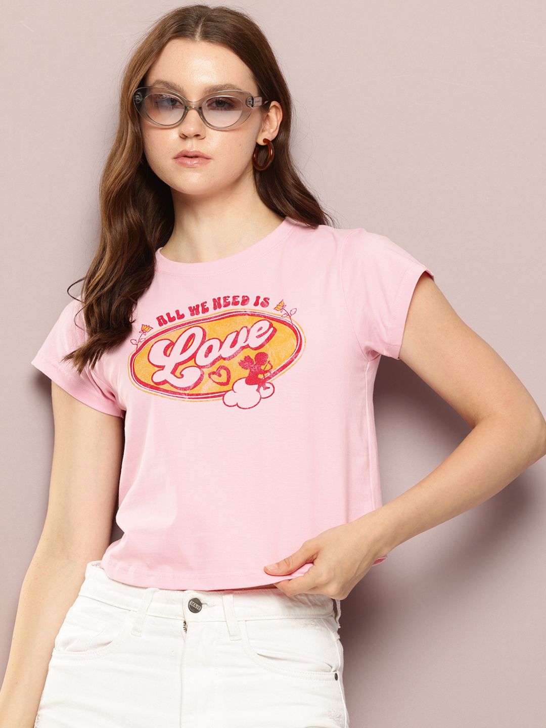 DILLINGER Women Regular Cropped Short Sleeve Printed Tshirt