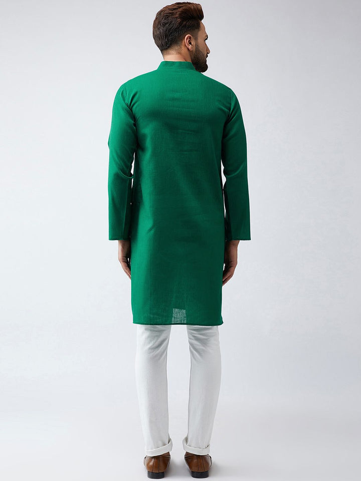 SOJANYA Lelaki Hijau Solid Kurta Lurus