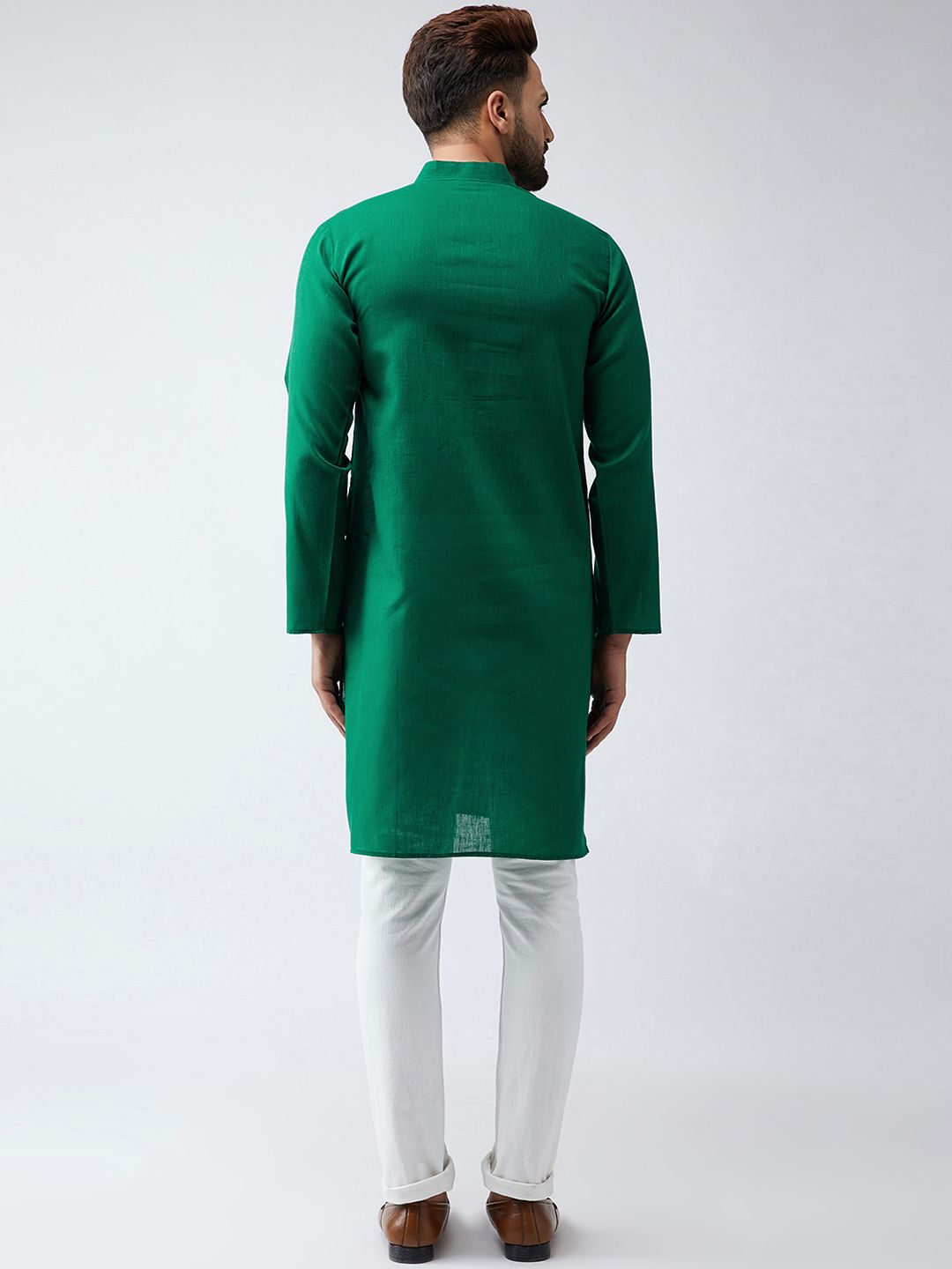 SOJANYA Lelaki Hijau Solid Kurta Lurus