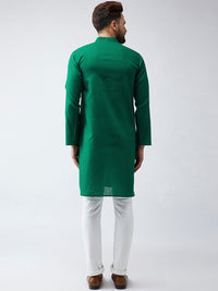 SOJANYA Lelaki Hijau Solid Kurta Lurus