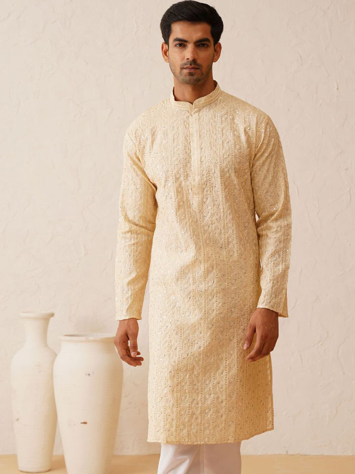 SOJANYA LUXE Motif Etnik Sulam Benang Kerja Cotton Sutera Kurta Lurus dengan Piyama