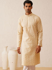 SOJANYA LUXE Motif Etnik Sulam Benang Kerja Cotton Sutera Kurta Lurus dengan Piyama