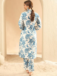 Indo Era Women Floral Printed Regular Kurta with Trousers