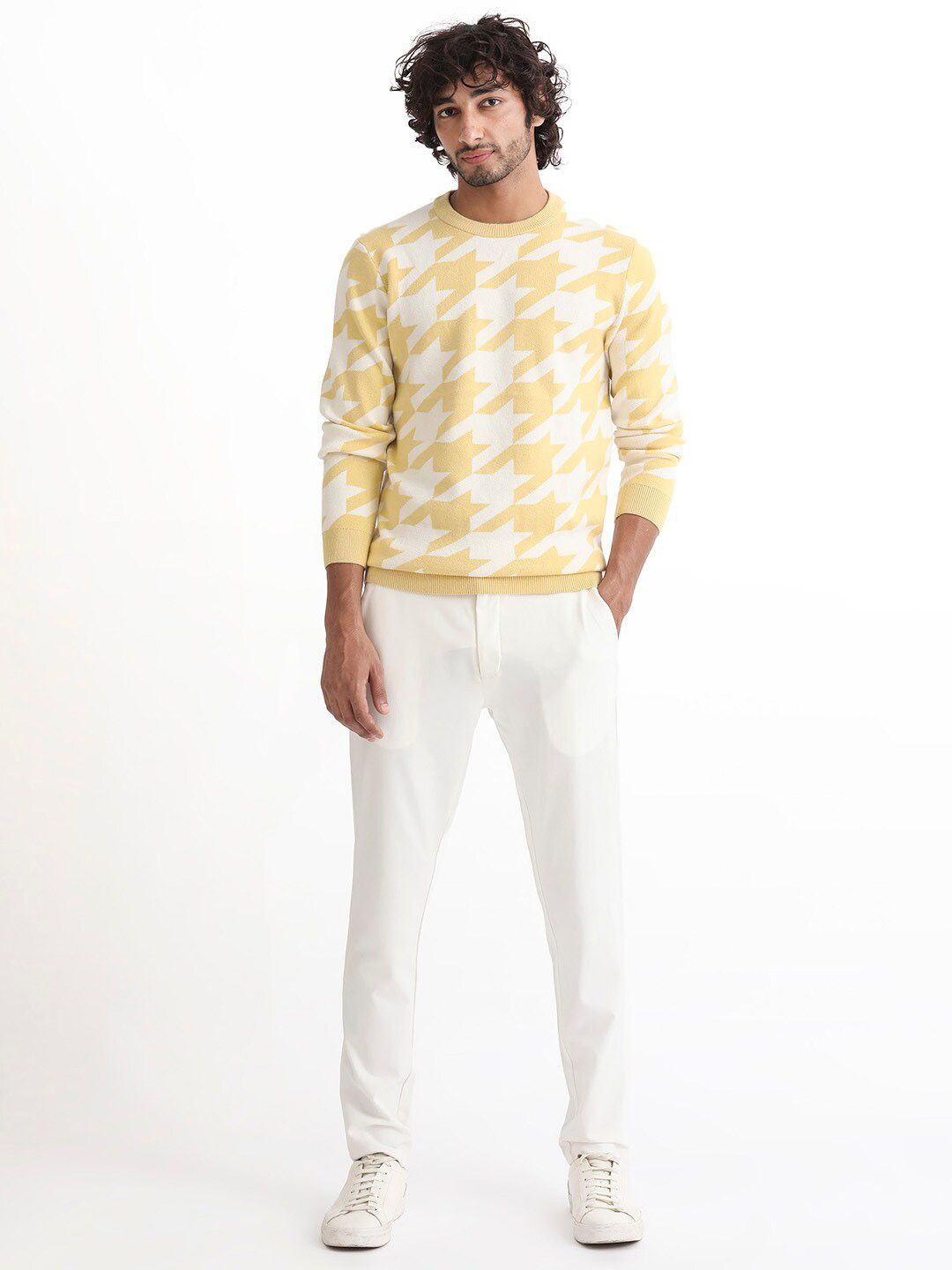 RARE RABBIT Men Honder Crew Neck Abstract Printed Sweater