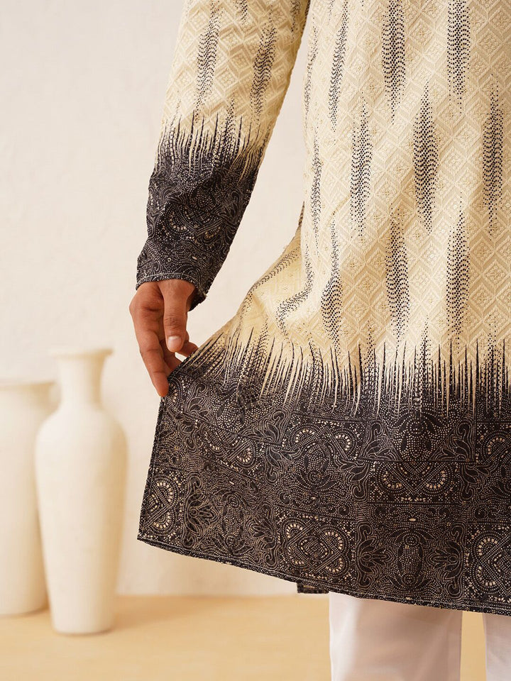 SOJANYA LUXE Ethnic Motifs Embroidered Mandarin Collar Sequined Straight Kurta