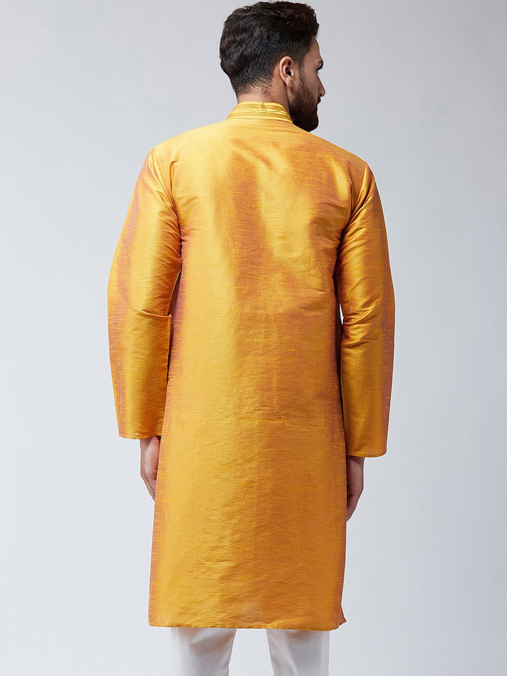 SOJANYA Lelaki Mustard Kurta Lurus Padat