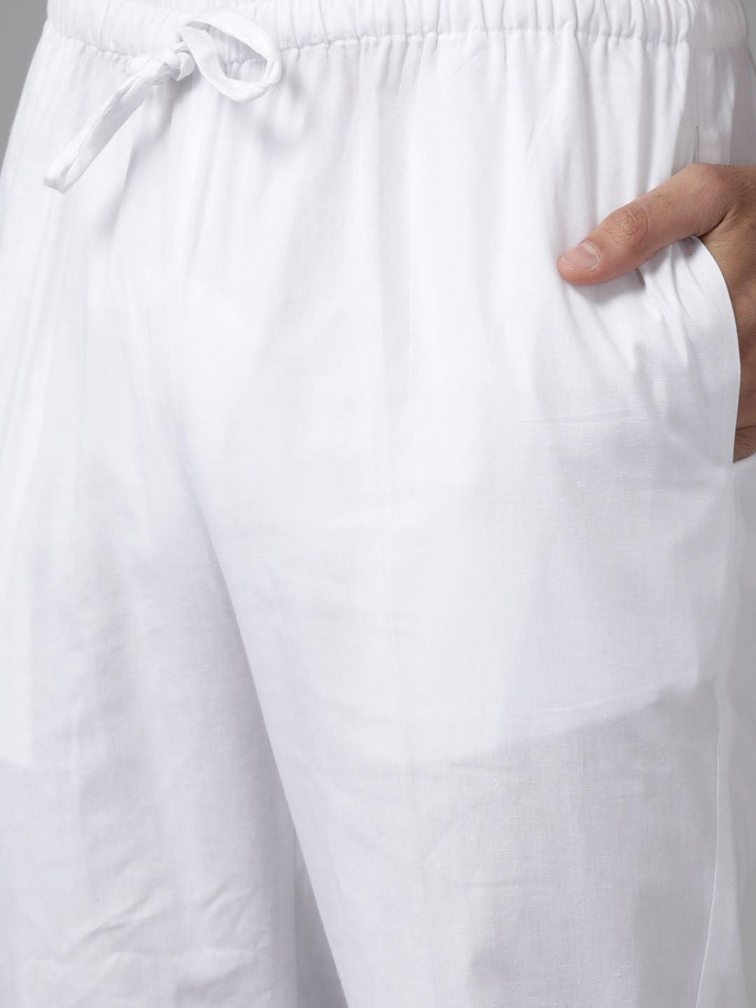 See Designs Men White Ethnic Motifs Embroidered Chikankari Pure Cotton Kurta with Pyjamas