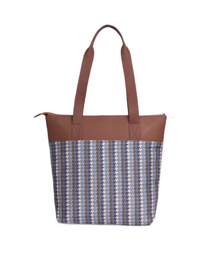 ZOUK Geometric Printed Shopper Jute Tote Bag