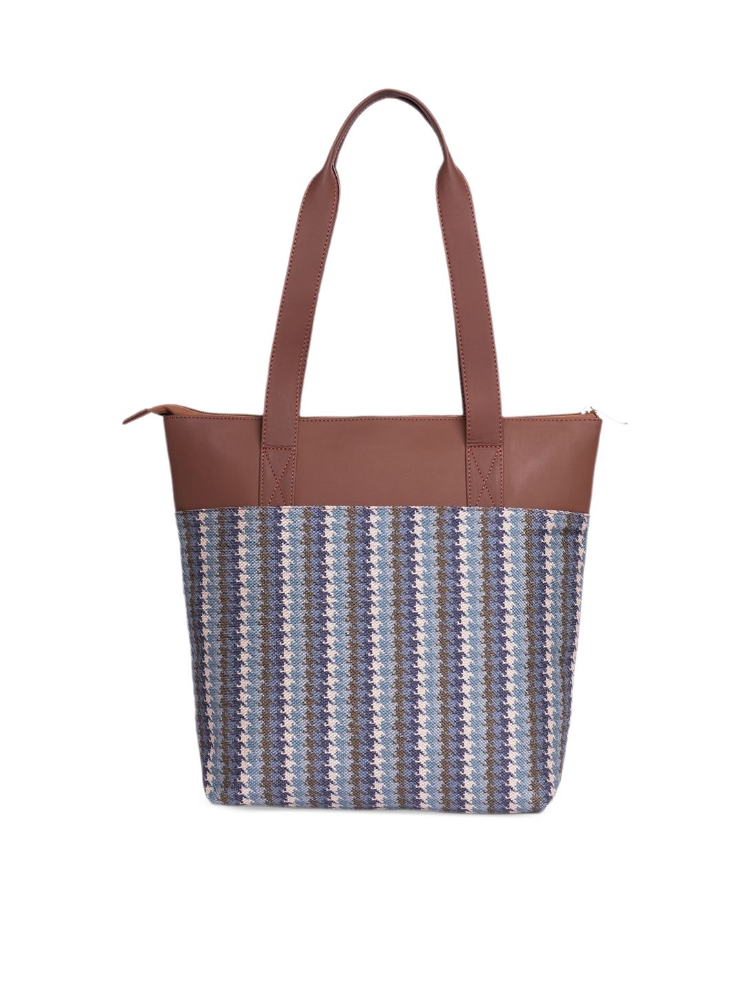 ZOUK Geometric Printed Shopper Jute Tote Bag