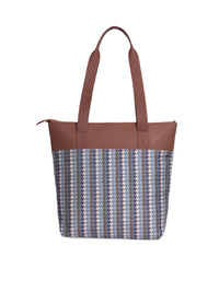 ZOUK Geometric Printed Shopper Jute Tote Bag