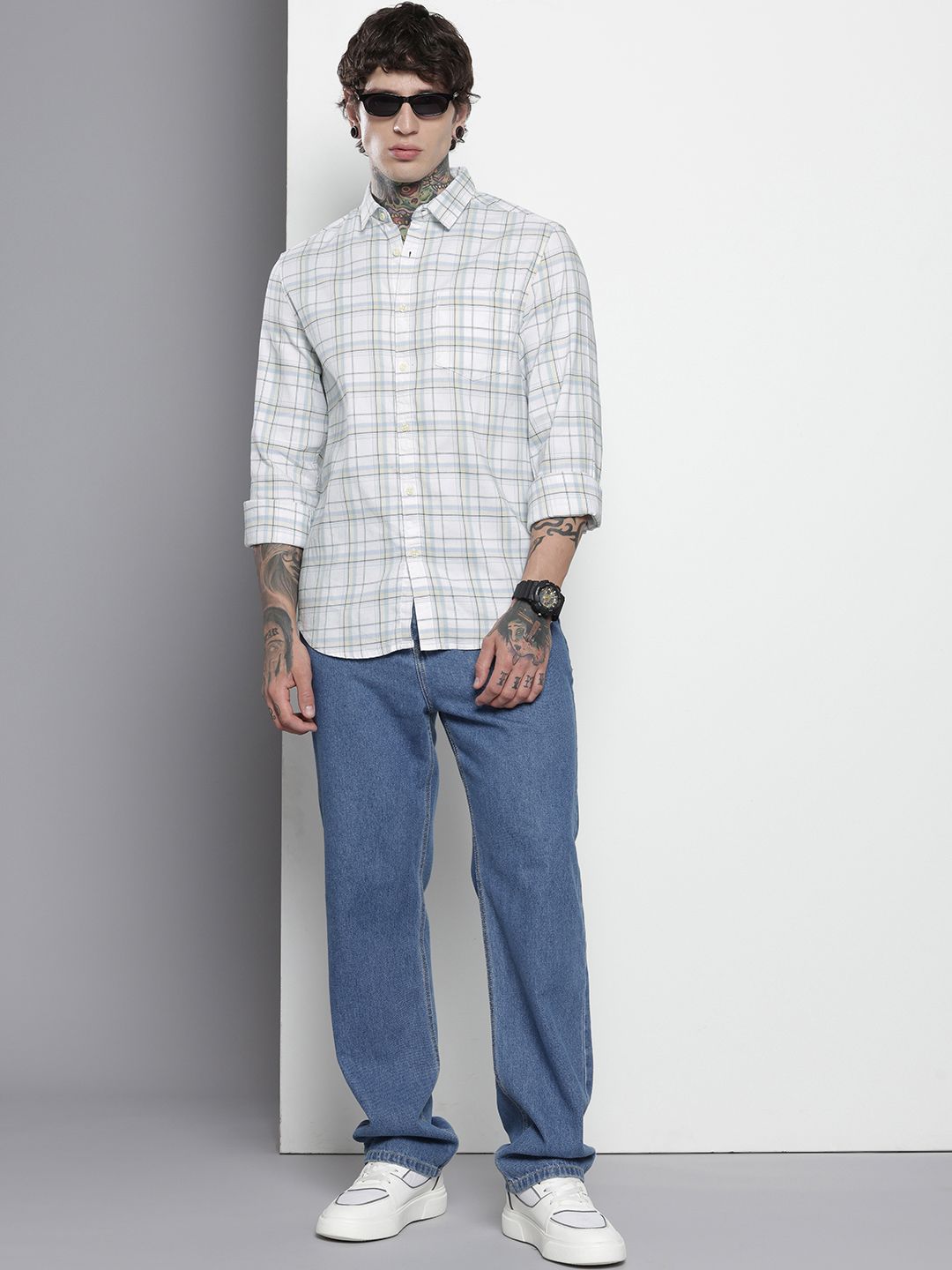 The Indian Garage Co Slim Fit Checked Casual Shirt