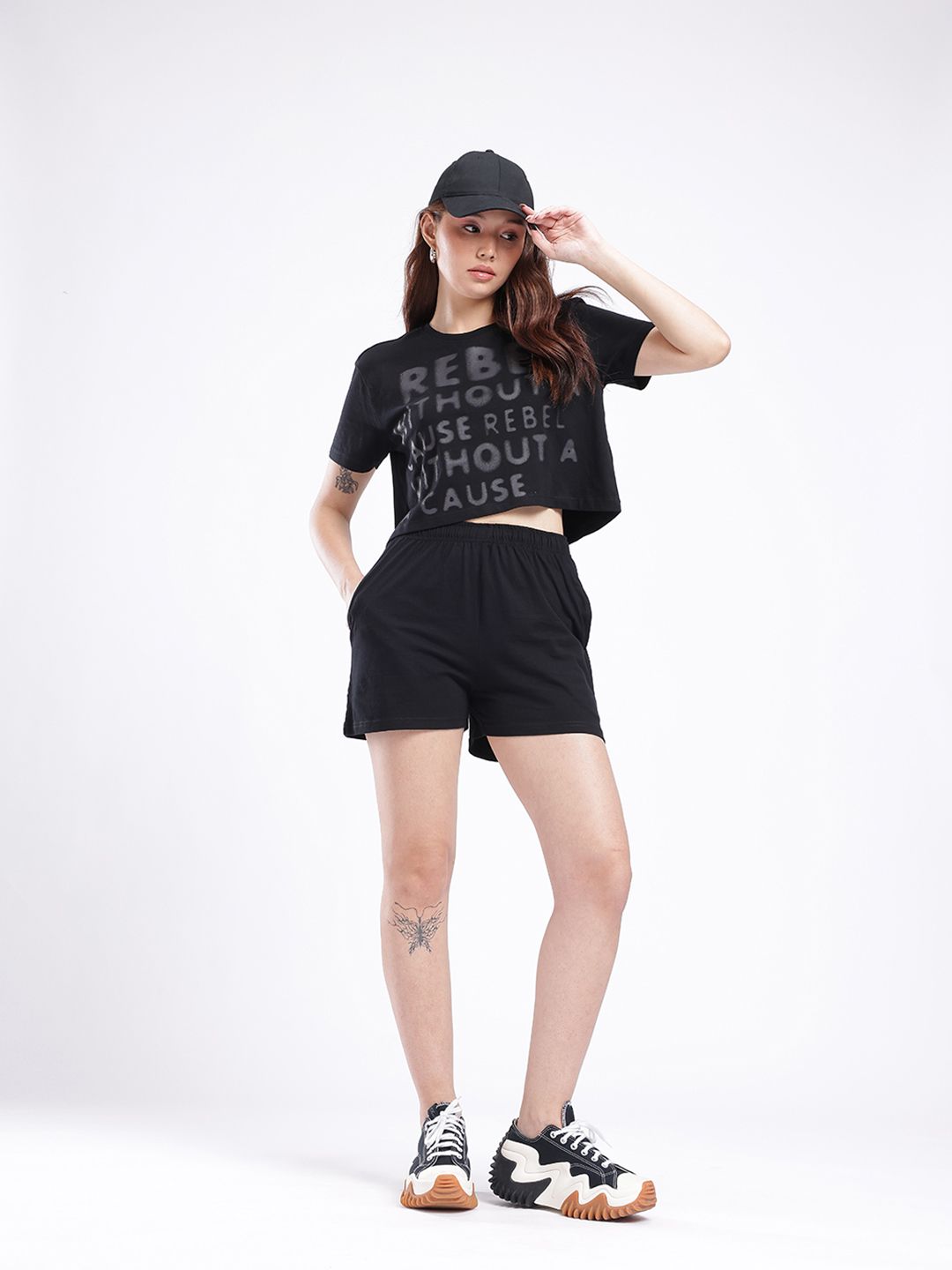 DressBerry Pure Cotton Typography Printed T-shirt And Shorts