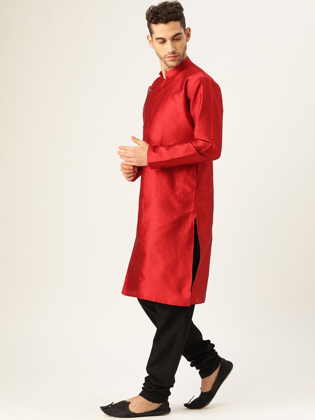 SOJANYA Lelaki Red Woven Design Straight Kurta