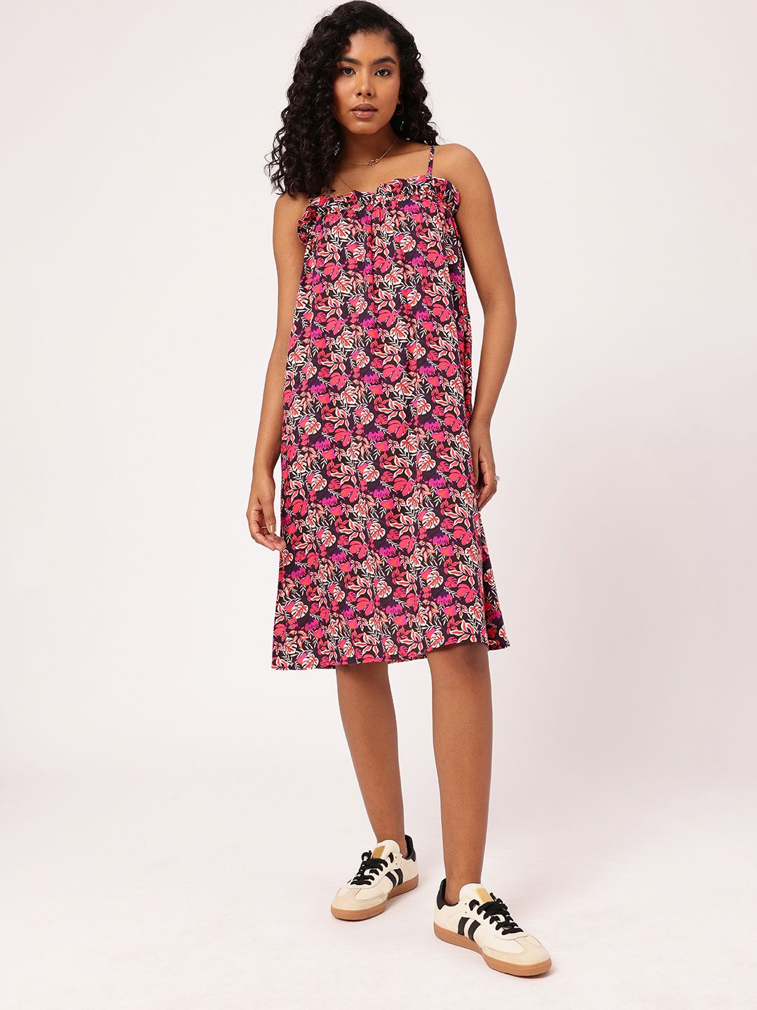 DressBerry Tropical Holiday Temptation Ruffles Gracefully Strapped A-line Dress