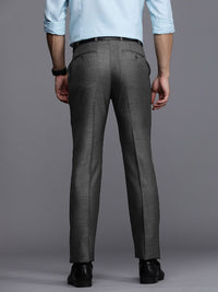 Raymond Men Charcoal Grey Textured Slim Fit Formal Trousers
