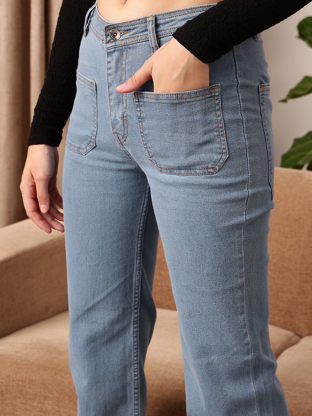STREET 9 Women Comfort Wide Leg Clean Look Stretchable Jeans