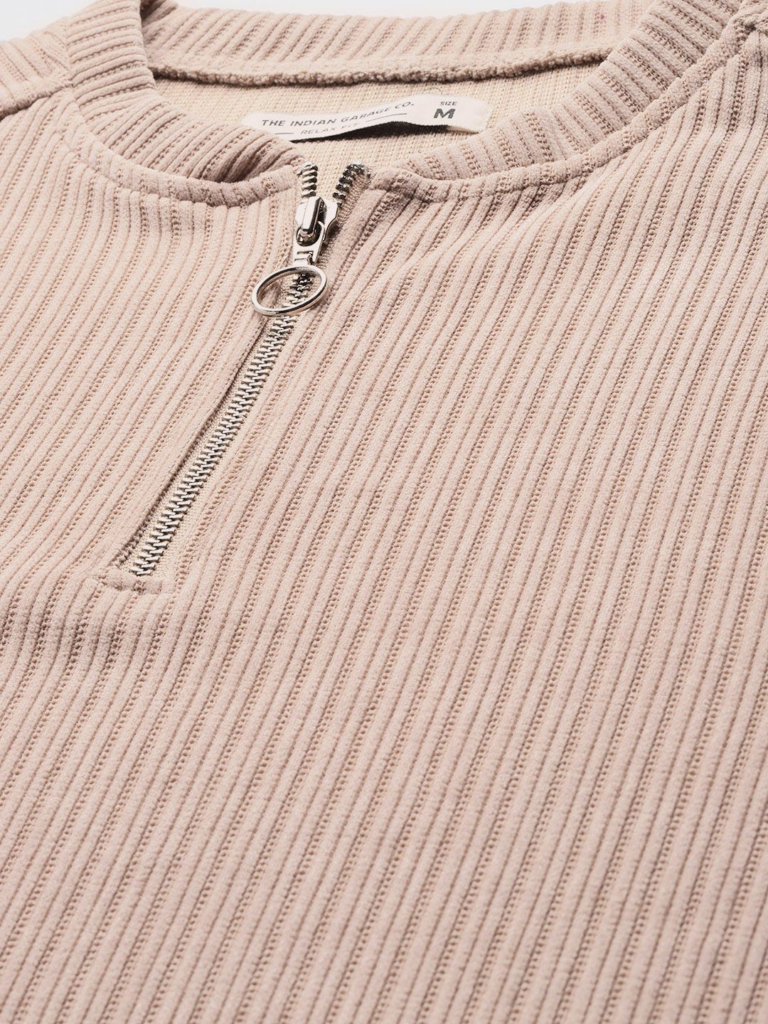 The Indian Garage Co Self Striped Corduroy Relaxed Fit Sweatshirt