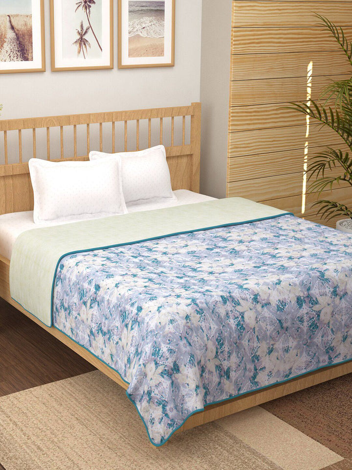 Story@home Blue Printed AC Room 150 GSM Reversible Cotton Double Bed Dohar