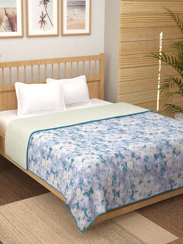Story@home Blue Printed AC Room 150 GSM Reversible Cotton Double Bed Dohar