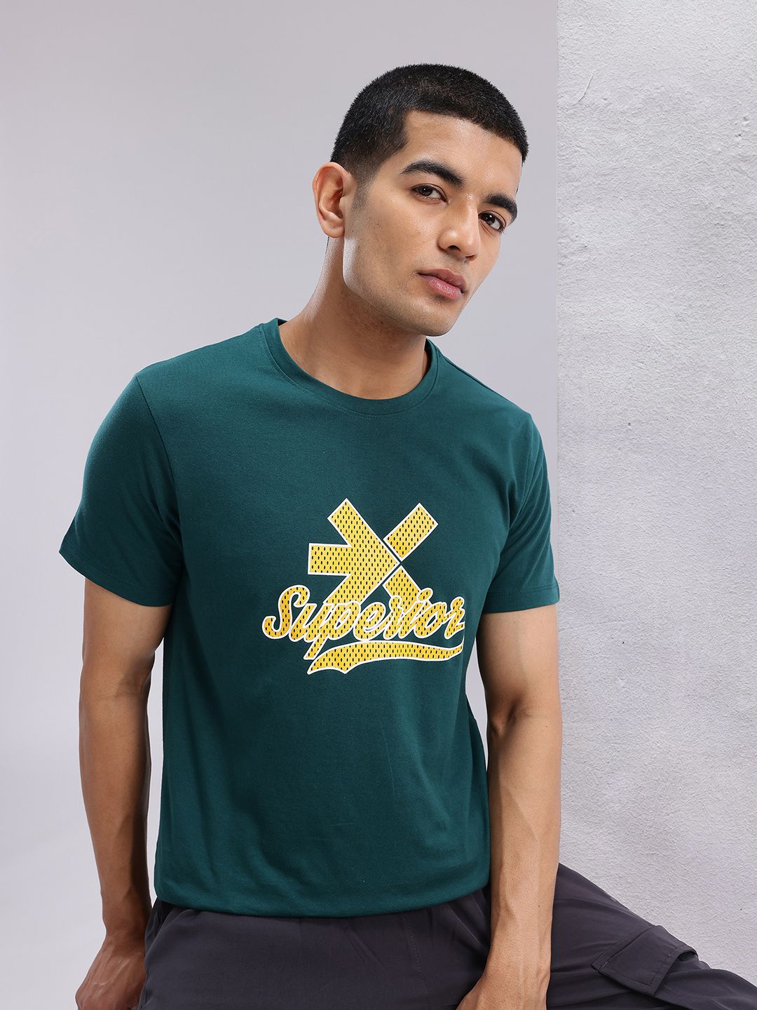 HRX by Hrithik Roshan Brand Logo Print Round-Neck Lifestyle T-shirt