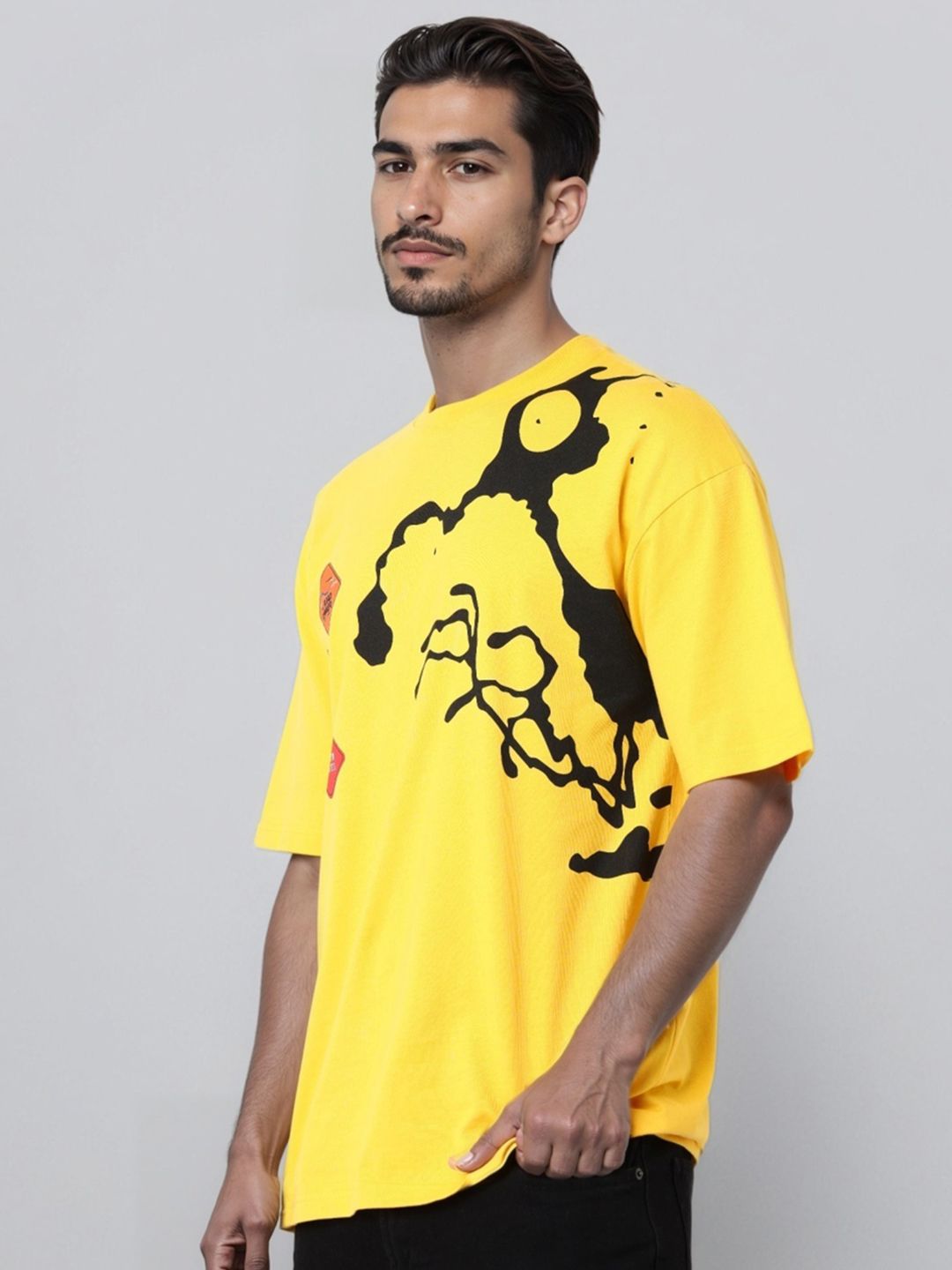 The Indian Garage Co Men Printed Pockets Boxy T-shirt