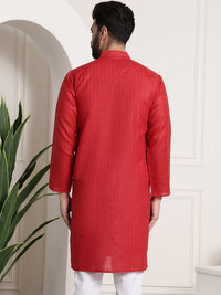 SOJANYA Checked Mandarin Collar Long Sleeves Straight Kurta