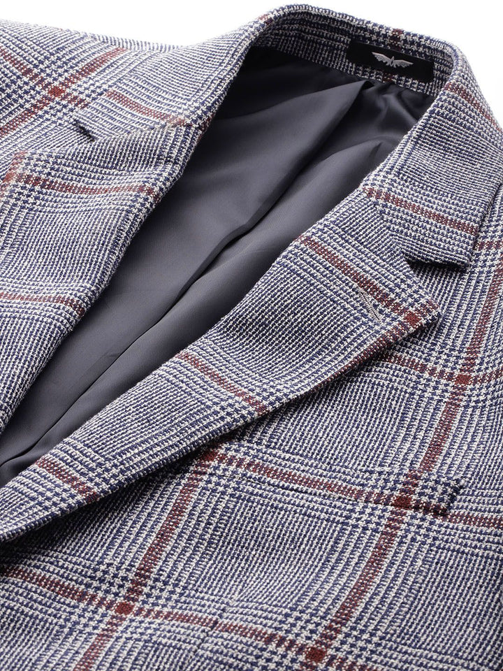 Park Avenue Checked Notched Lapel Single-Breasted Formal Blazer
