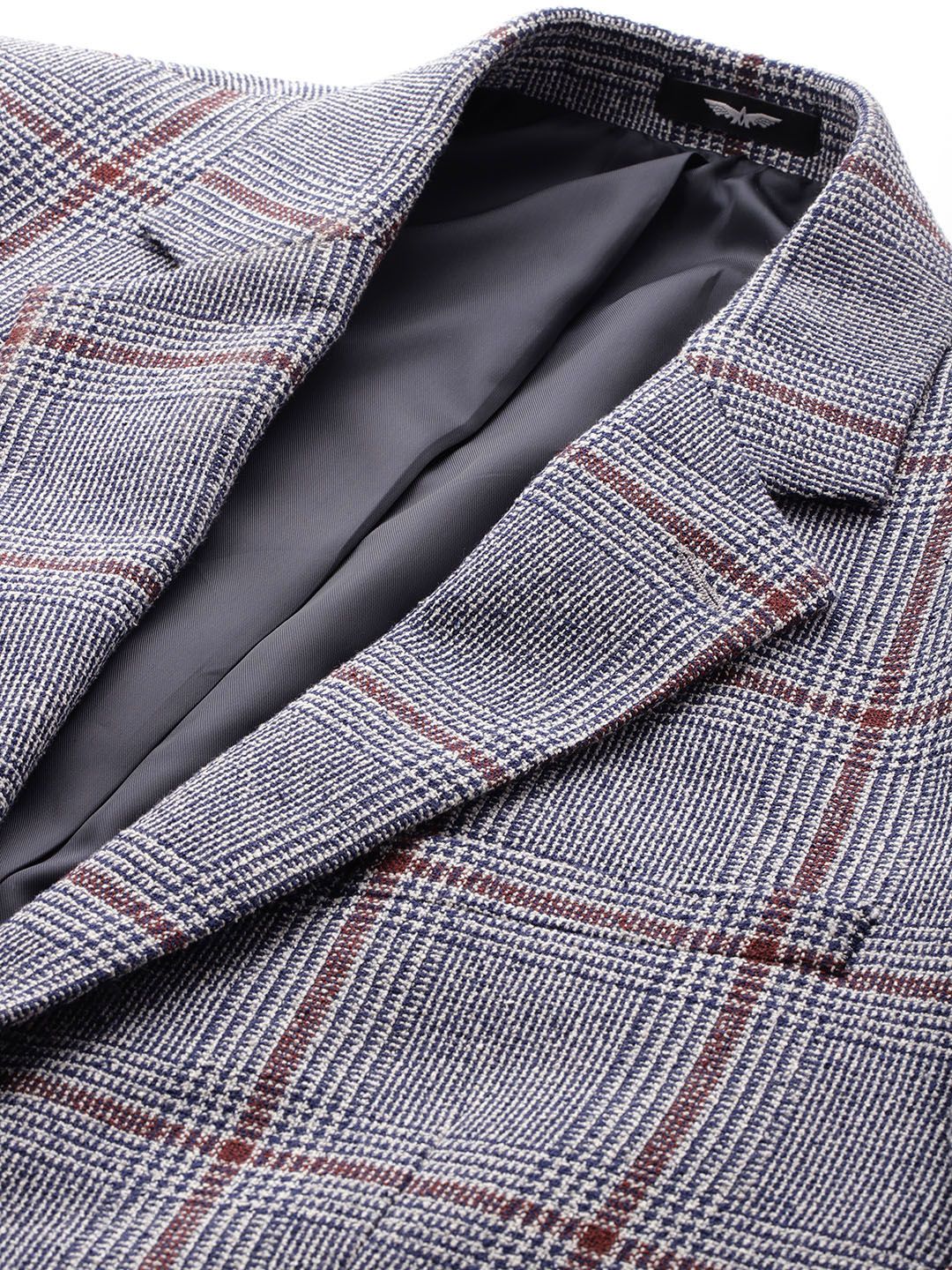Park Avenue Checked Notched Lapel Single-Breasted Formal Blazer