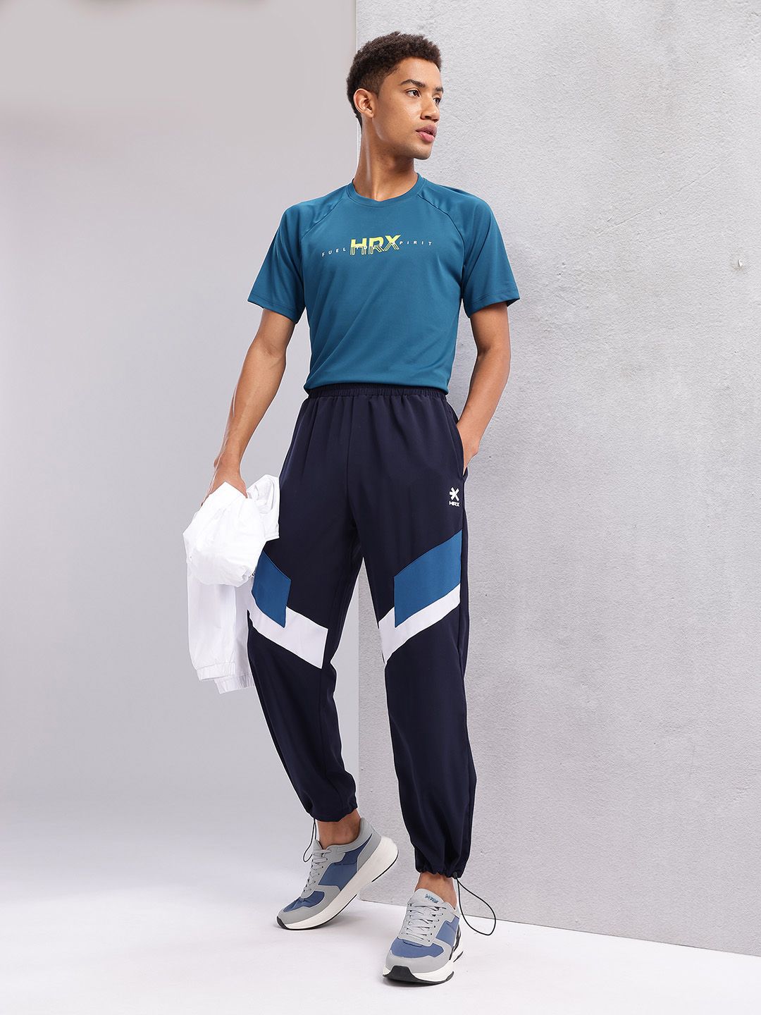 HRX by Hrithik Roshan Men  Lifestyle Mid-Rise Colorblocked Casual Track Pants with Toggle