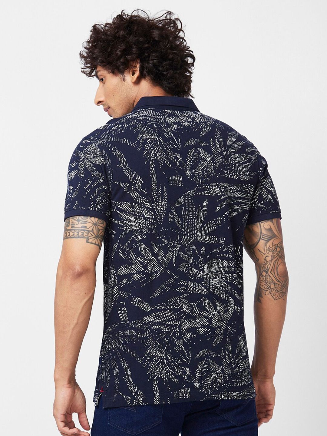 SPYKAR Graphic Printed Polo Collar Slim Fit Cotton Casual T-Shirt