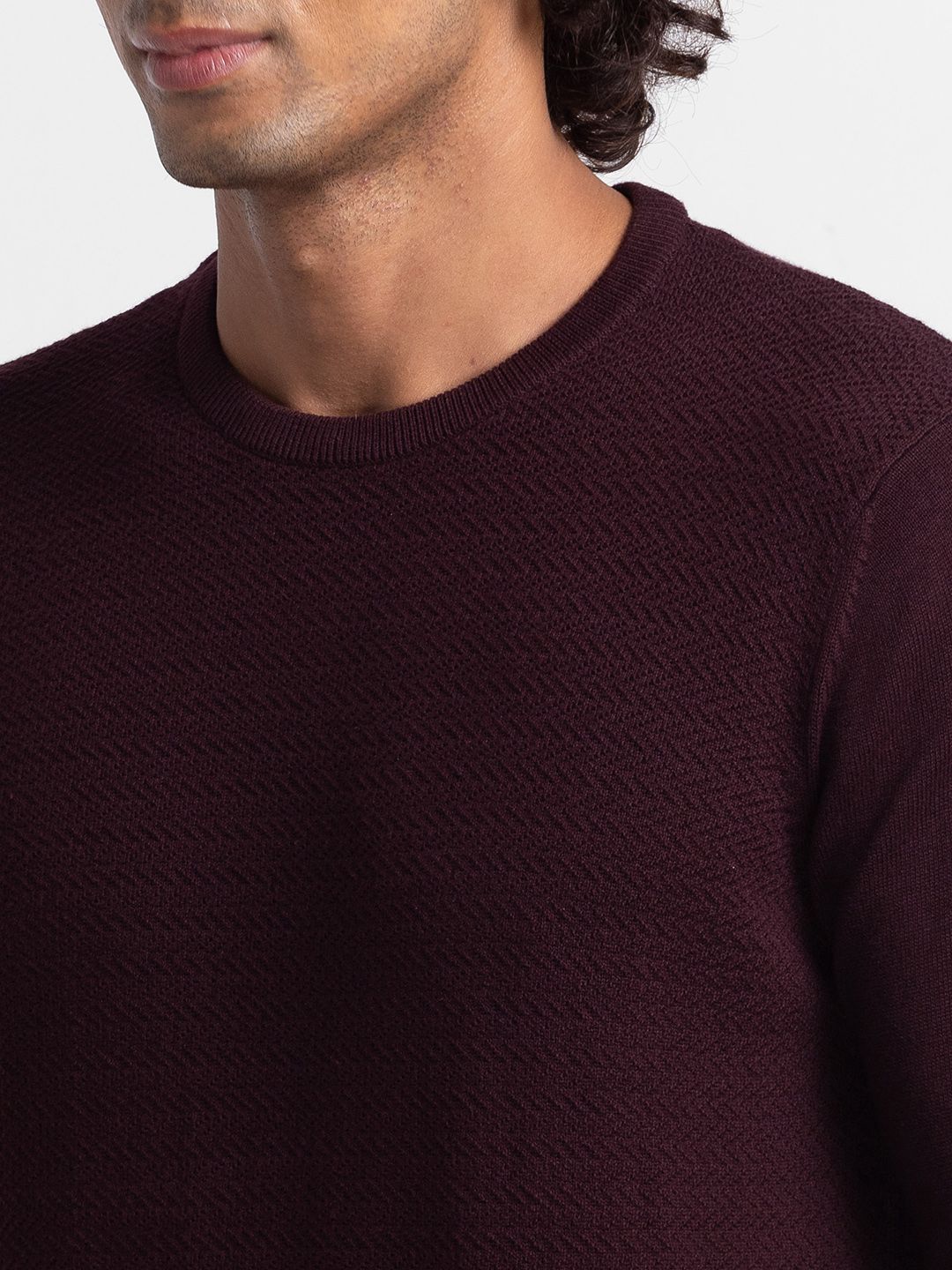 SPYKAR Pure Cotton Round Neck Cable Knit Pullover Sweater