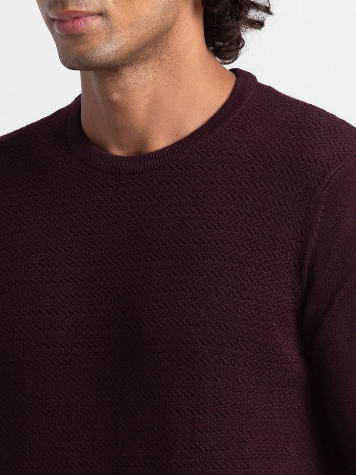 SPYKAR Pure Cotton Round Neck Cable Knit Pullover Sweater