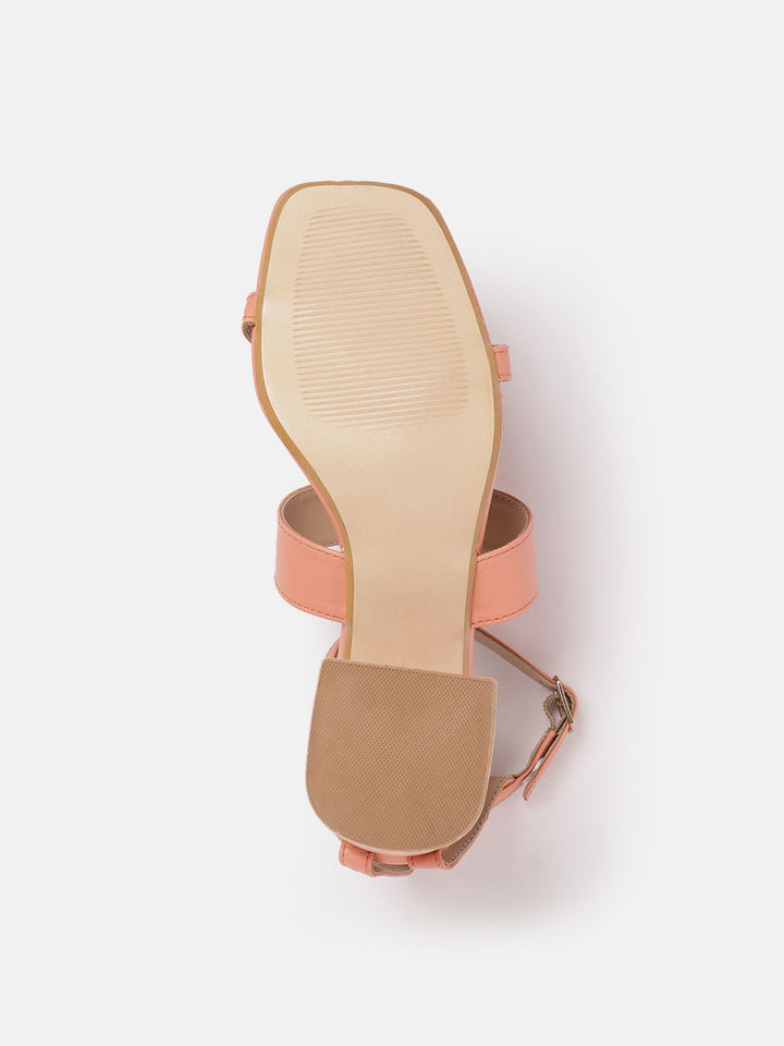 DressBerry Striped Open -Toe Block Heeled Sandals