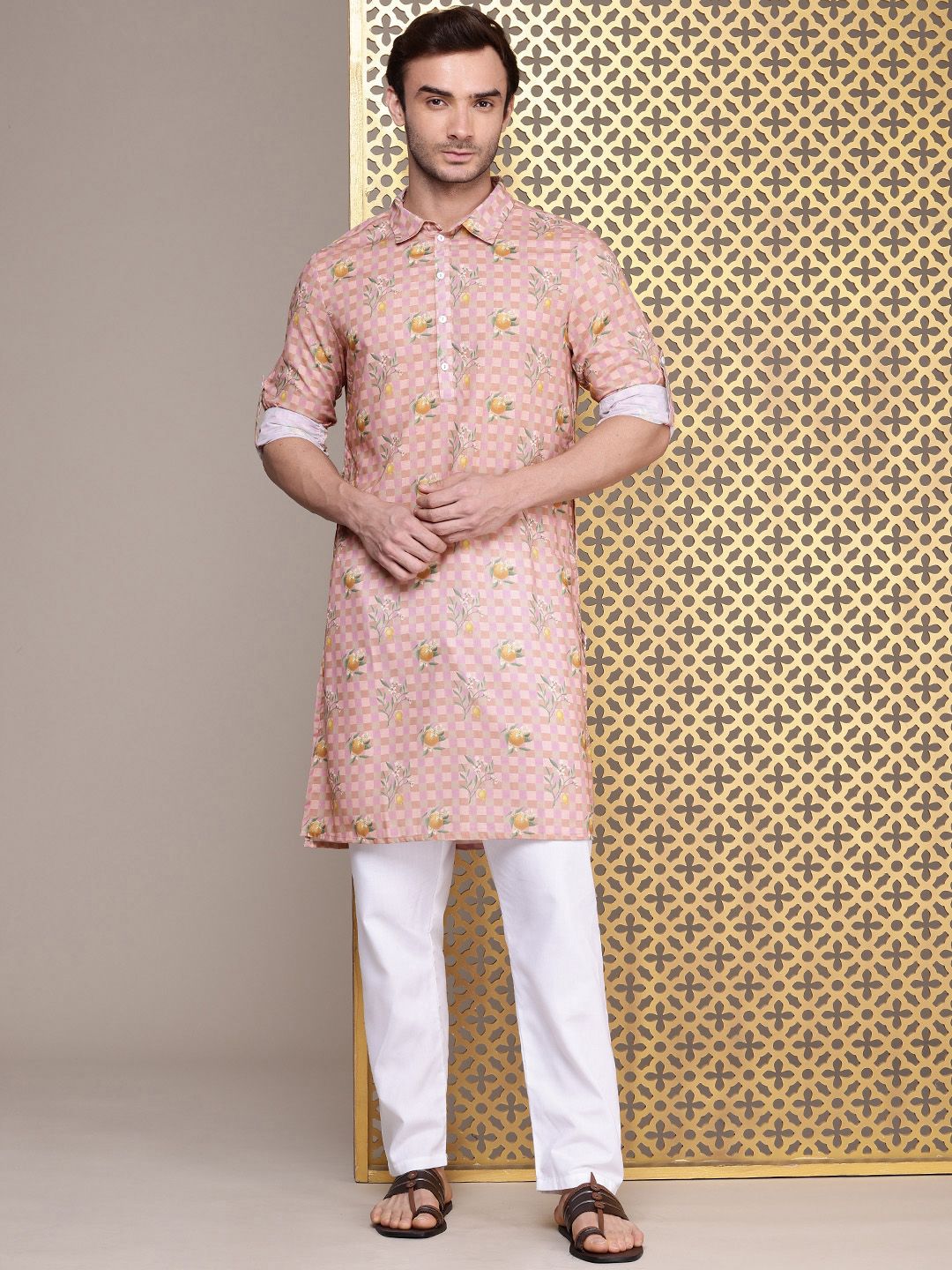 House of Pataudi Checked Jashn Kurta