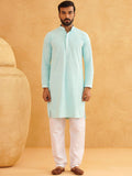 SOJANYA Geometric Embroidered Regular Pure Cotton Straight Kurta With Churidar