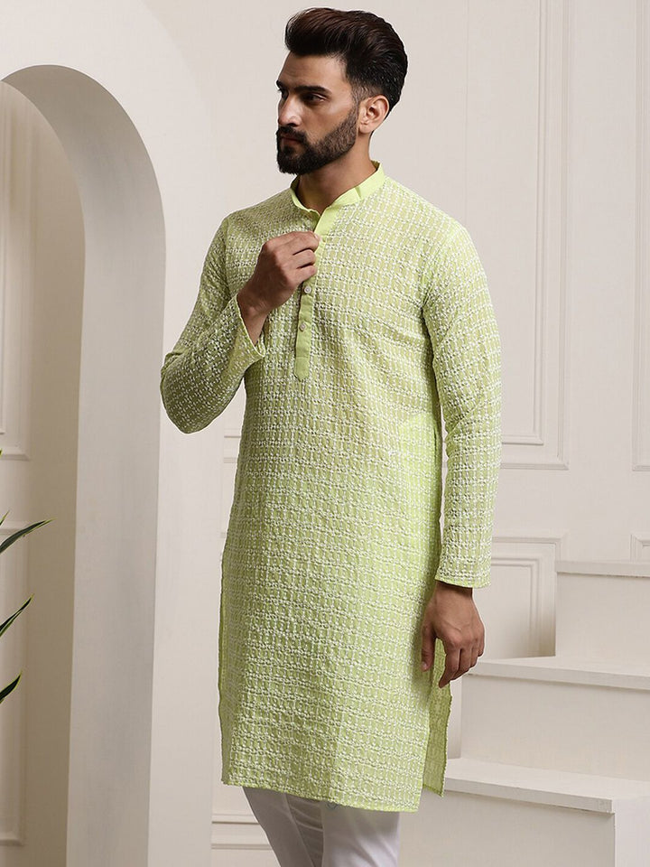 SOJANYA Ethnic Motifs Embroidered Thread Work Pure Cotton Regular Kurta
