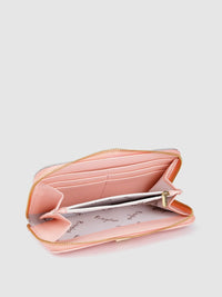 Berrylush Women Pink & Silver-Toned Colourblocked Zip Around Wallet