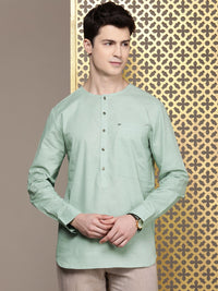 House of Pataudi Solid Round-Neck Rozana Short Kurta