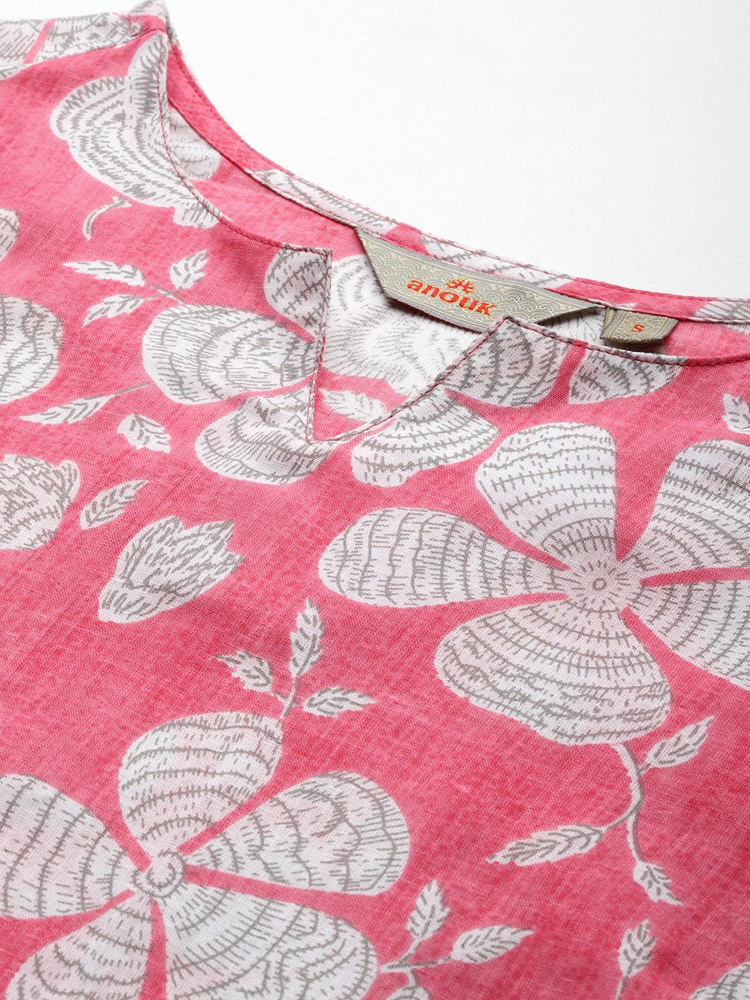 Anouk Floral Printed Panelled Pure Cotton Kurta with Trousers & With Dupatta