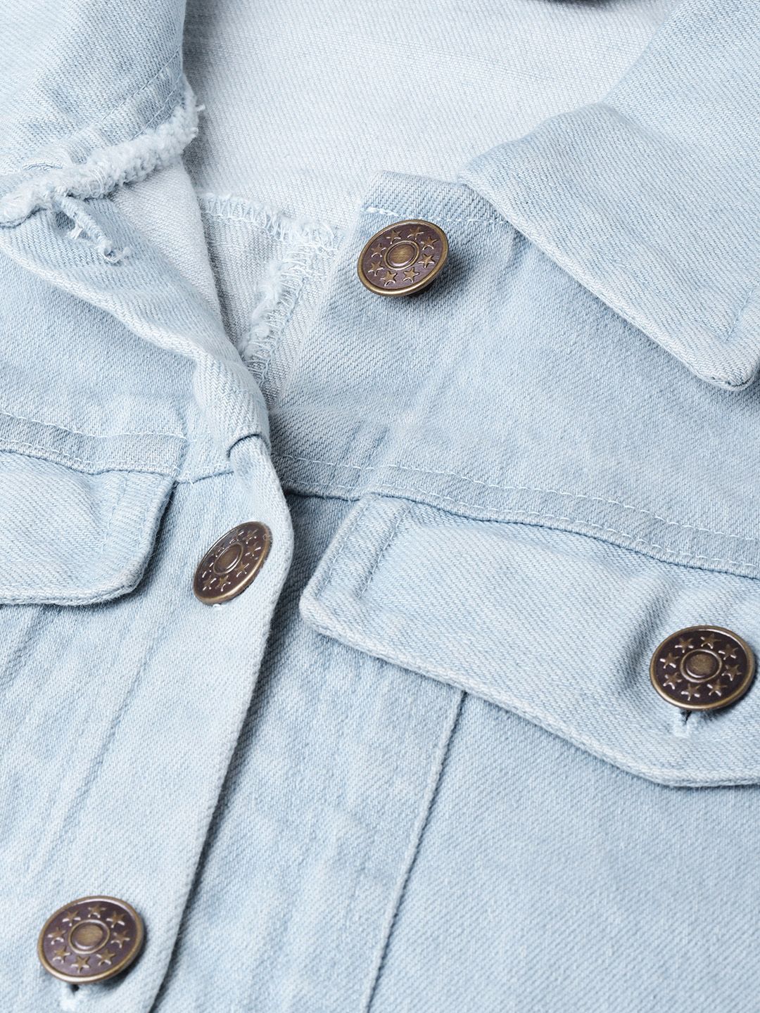 SASSAFRAS Women Blue Solid Denim Jacket